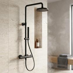 Aquanello Eterna Termostatisk Duschpelare 20 cm Regndusch Matt Svart ET-S-SET10-4-10